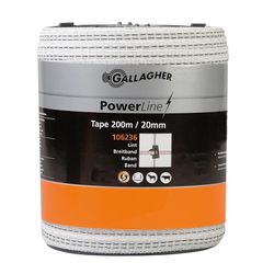 RUBAN ELECTRIQUE POWERLINE 20MM L=200M BLANC