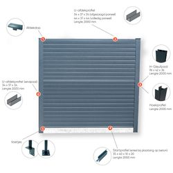 PROMIFENCE ONDERPROFIEL 40X30X2000MM RAL7016